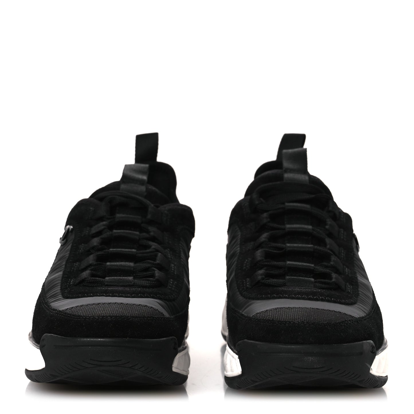 Velvet Calfskin Mixed Fibers CC Sneakers 37 Black