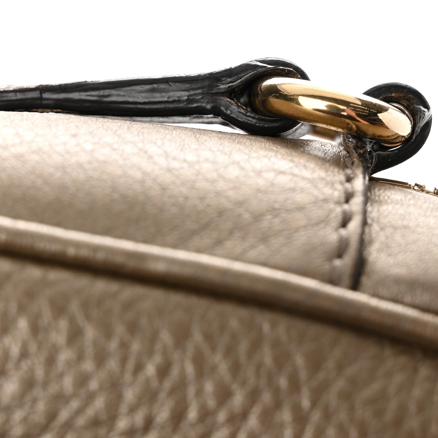 Gucci Metallic Pebbled Calfskin Small Soho Disco Bag Golden Beige 11 of 12