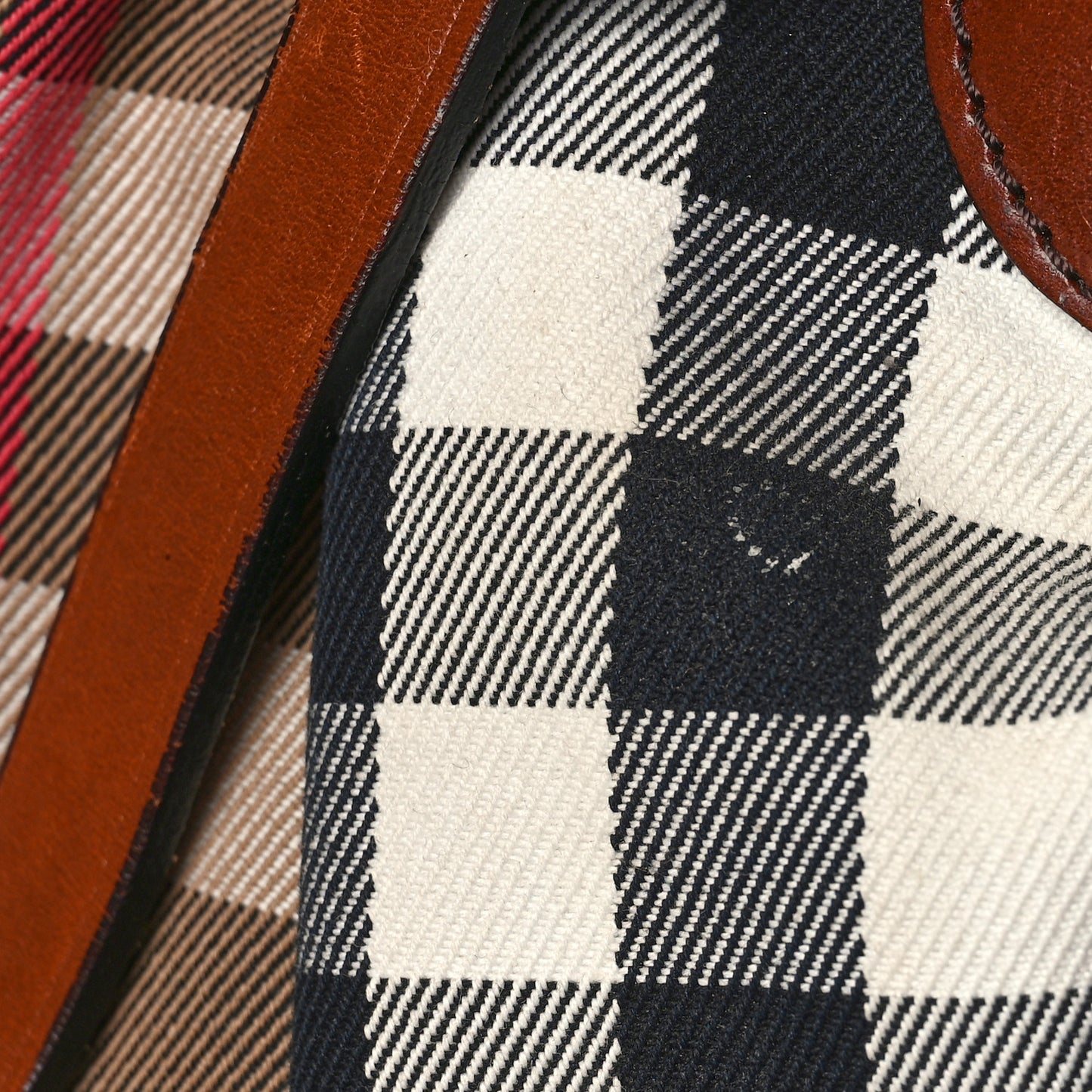 Bridle Calfskin House Check Medium Whipstitch Tote Dark Tan