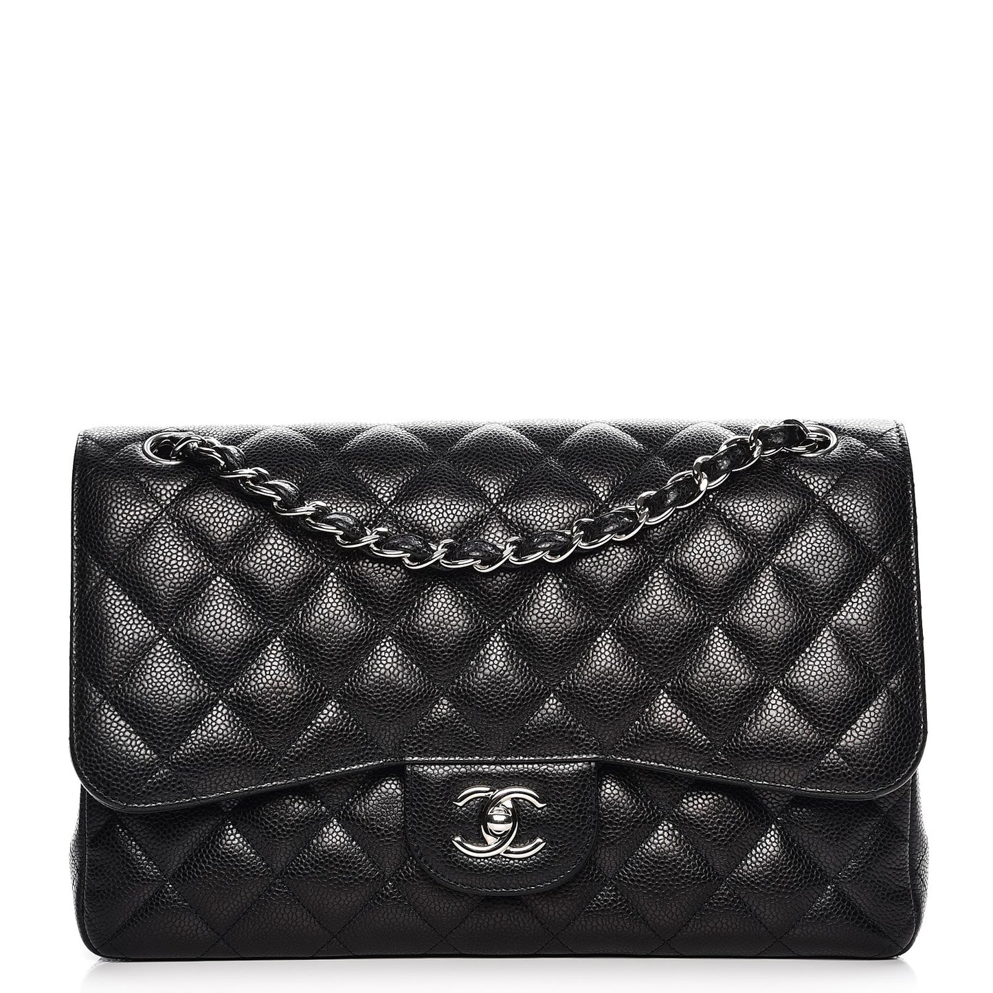 Caviar Quilted Jumbo Double Flap Black