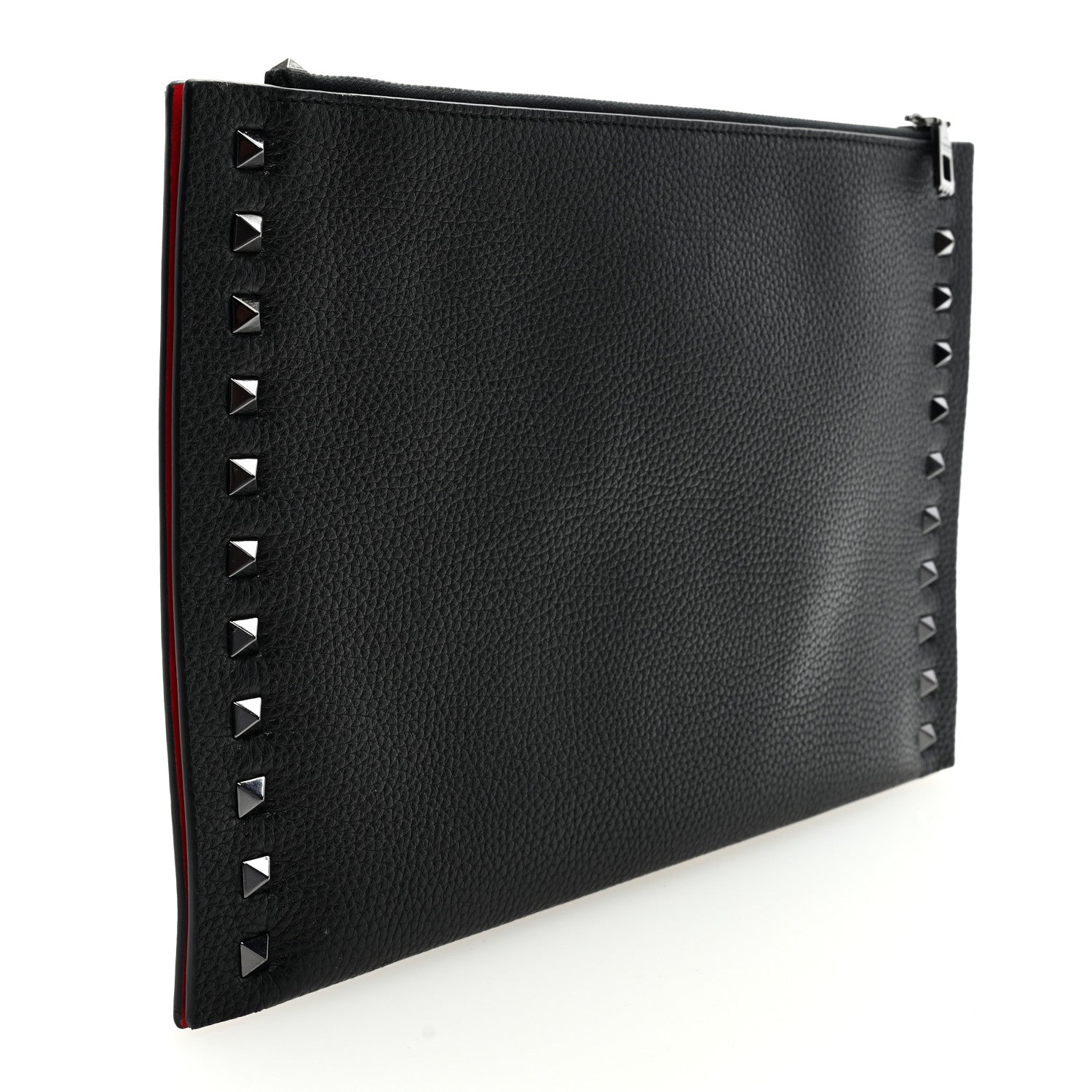 Valentino Garavani Pebbled Calfskin Monochrome Large Rockstud Zip Pouch Black 3 of 7