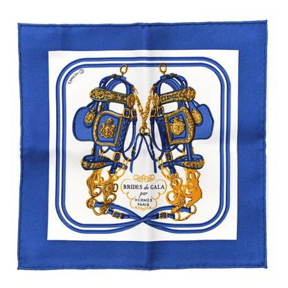 Hermes Silk Brides de Gala Nano Scarf 20 Bleu Vif White Or 1 of 4