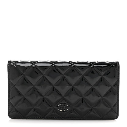 Chanel Patent Calfskin Quilted Yen Wallet Black 1 of 10