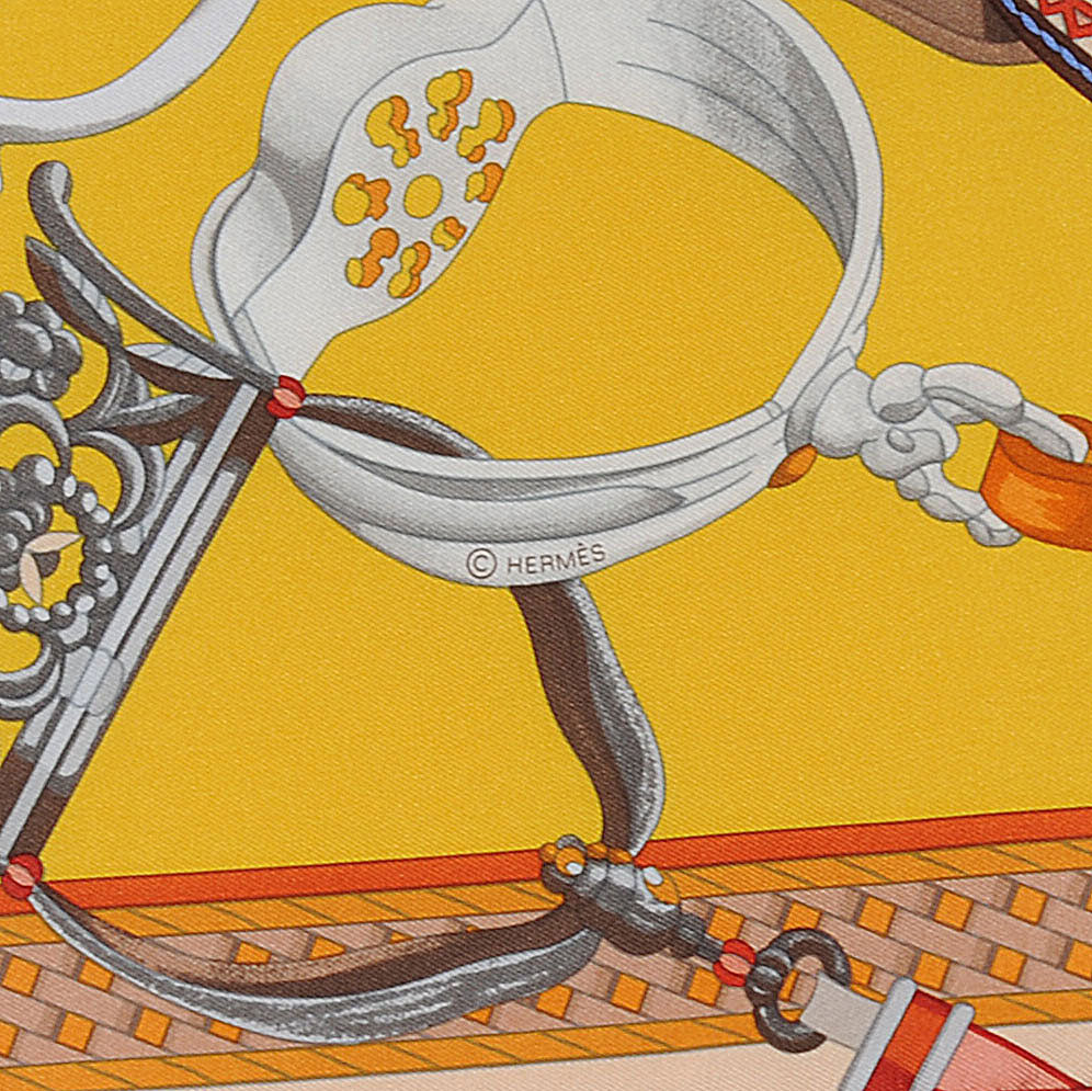 Hermes Silk Twill Concours d Etriers Scarf Rogue Gris 90 4 of 6