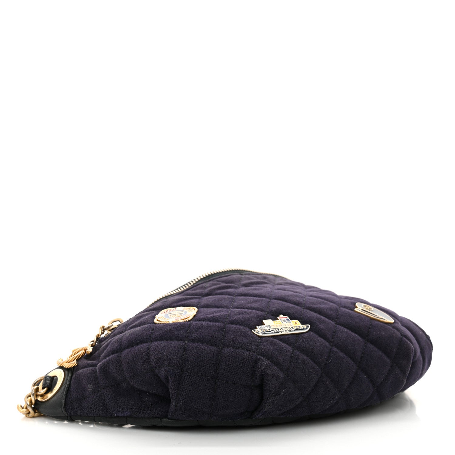 Chanel Wool Lambskin Quilted Paris Hamburg Charms Waist Bag Dark Navy 4 of 14