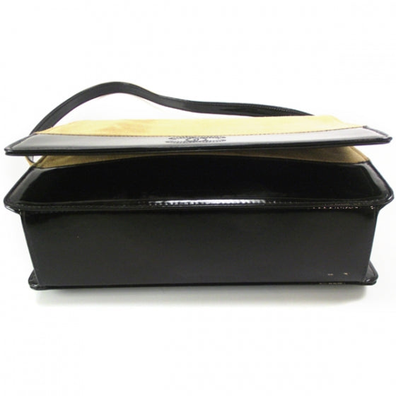 Chanel Suede Patent Shoulder Bag Beige Black 4 of 9