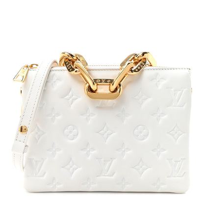 Louis Vuitton Lambskin Embossed Monogram Coussin BB White 1 of 23