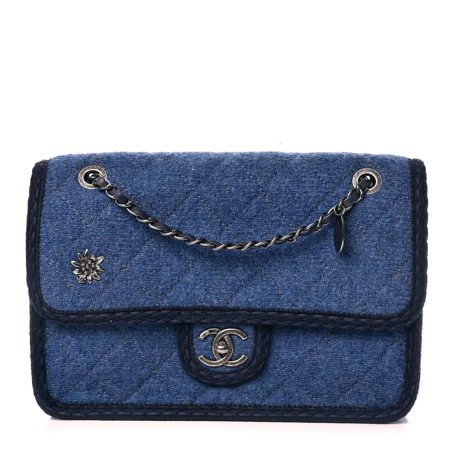 Chanel Wool Quilted Medium Edelweiss Single Flap Blue 1 of 11