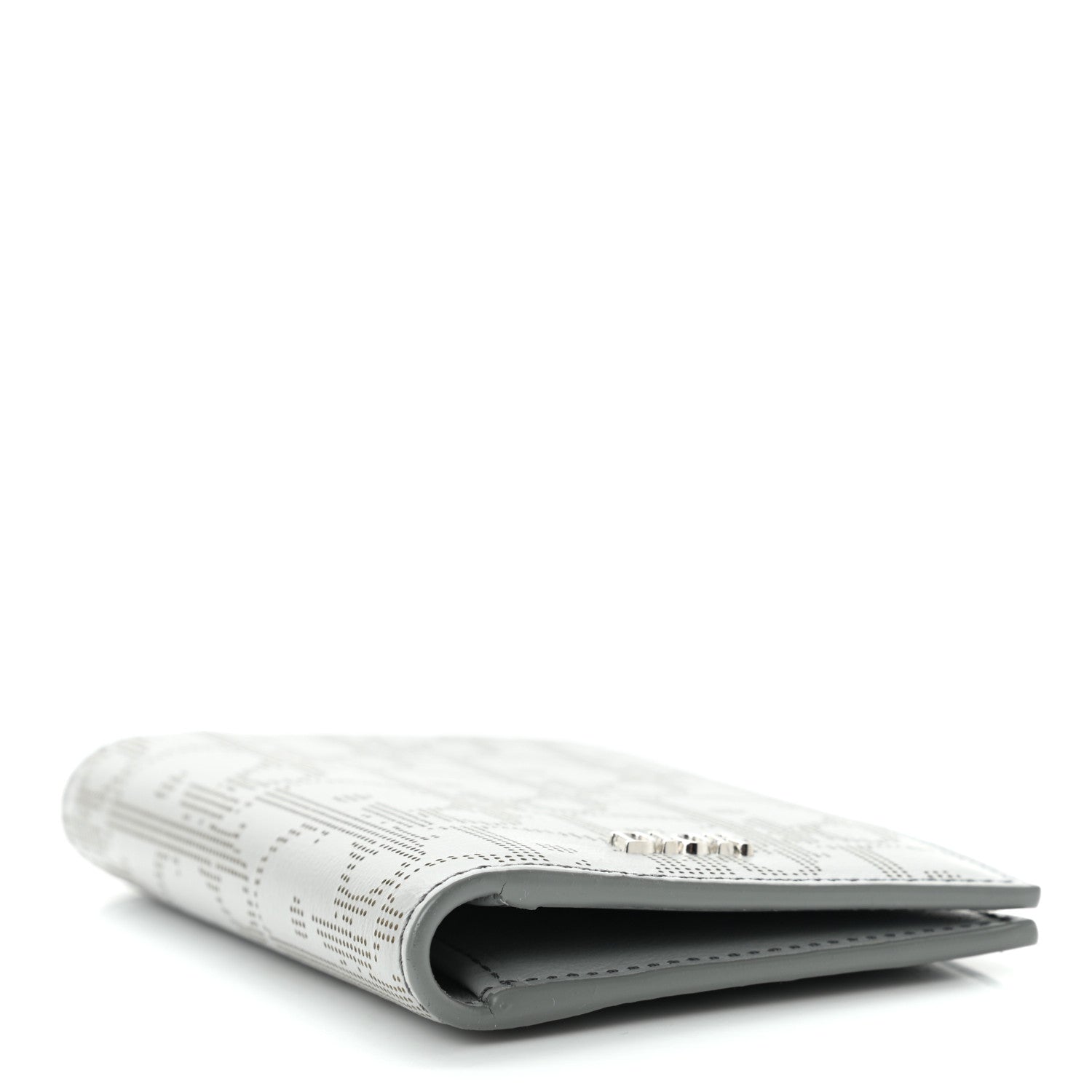 Christian Dior Calfskin Perforated Oblique Bi-Fold Card Holder Grey 4 of 10