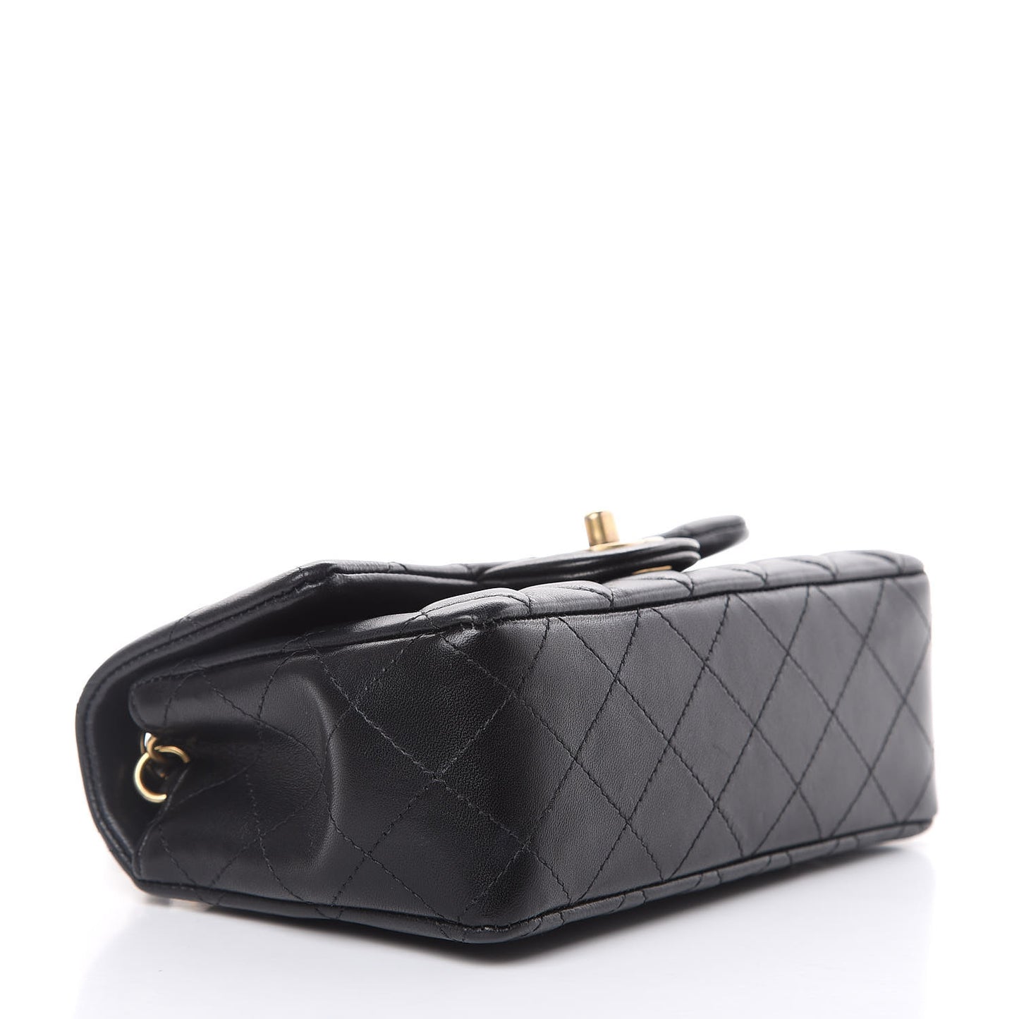 Lambskin Quilted Mini Rectangular Flap Black