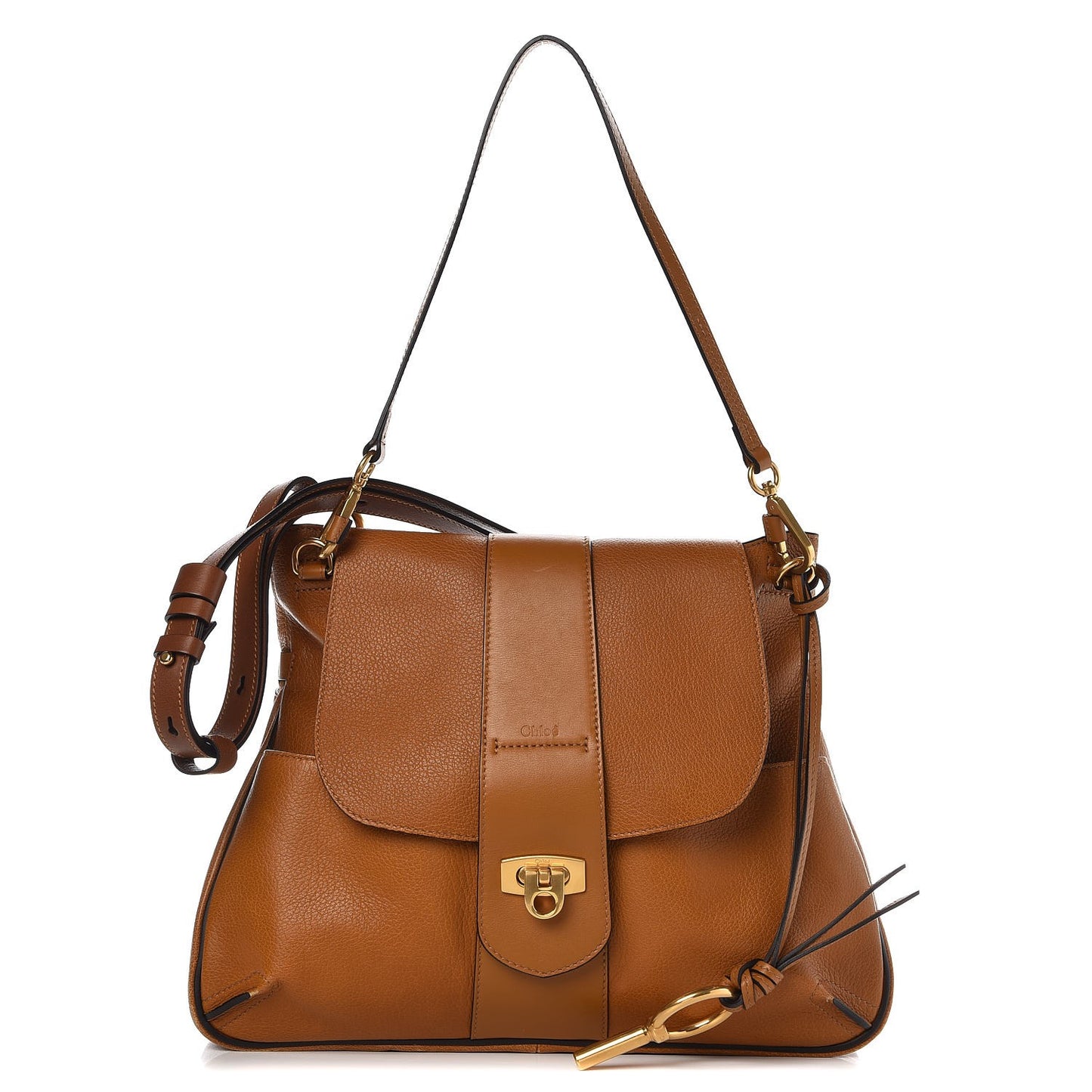 Grained Lambskin Medium Lexa Shoulder Bag Mustard Brown