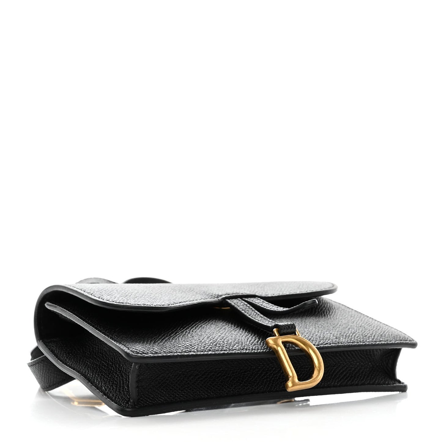 Grained Calfskin Saddle Belt Bag Black