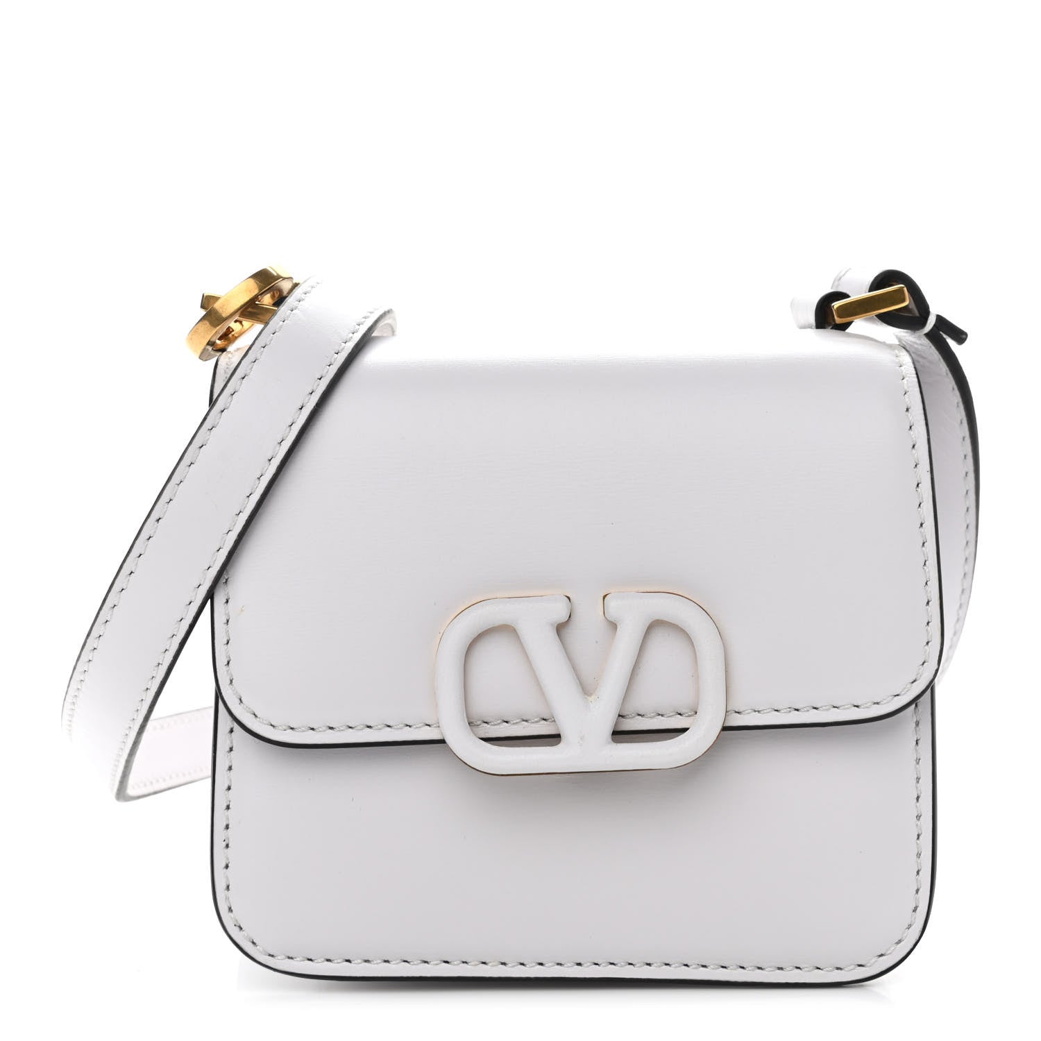 Valentino Garavani Smooth Calfskin Micro VSling Shoulder Bag White 1 of 9