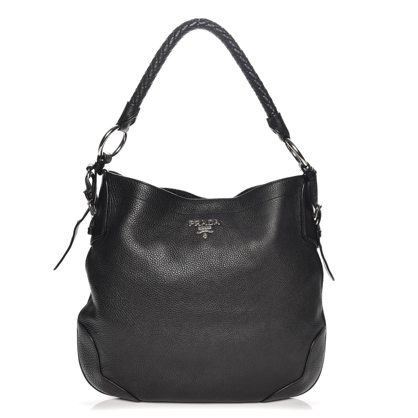 Vitello Daino Braided Hobo Nero Black