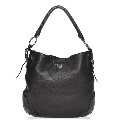Prada Vitello Daino Braided Hobo Nero Black 1 of 9