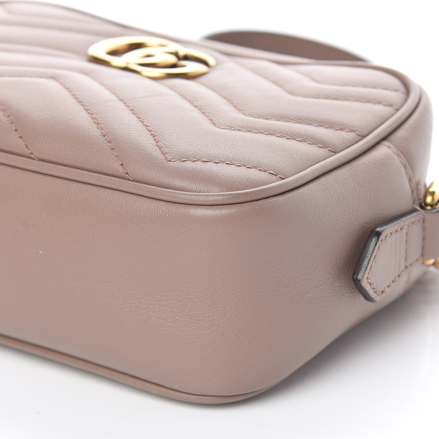 Gucci Calfskin Matelasse Mini GG Marmont Chain Shoulder Bag Nude 11 of 12