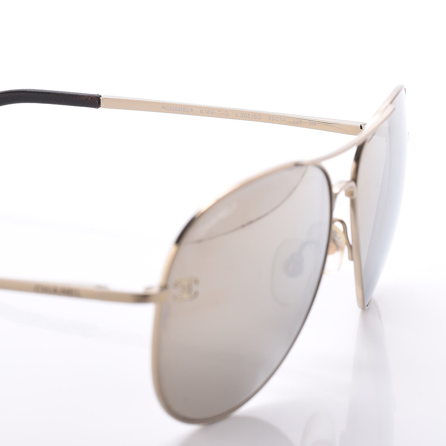 Chanel Polarized CC Aviator Sunglasses 4189-T-Q Pale Gold 7 of 8