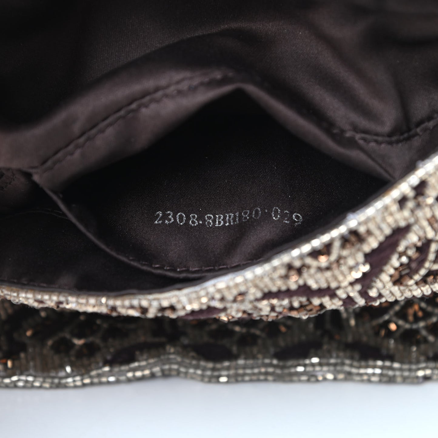 Lizard Beaded Mini Mama Baguette Brown