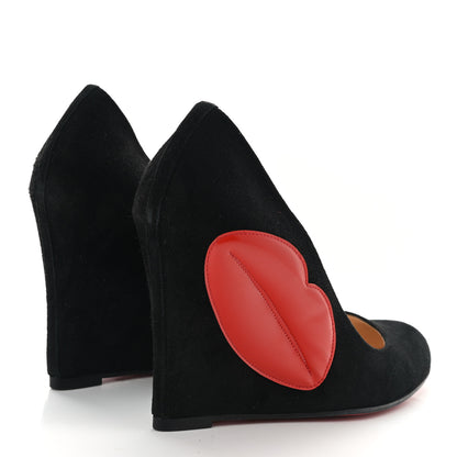 Christian Louboutin Suede Kiss Me Wedges 39 Black 4 of 8