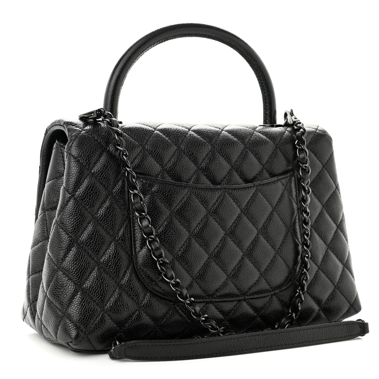 Caviar Quilted Small Coco Handle Flap So Black