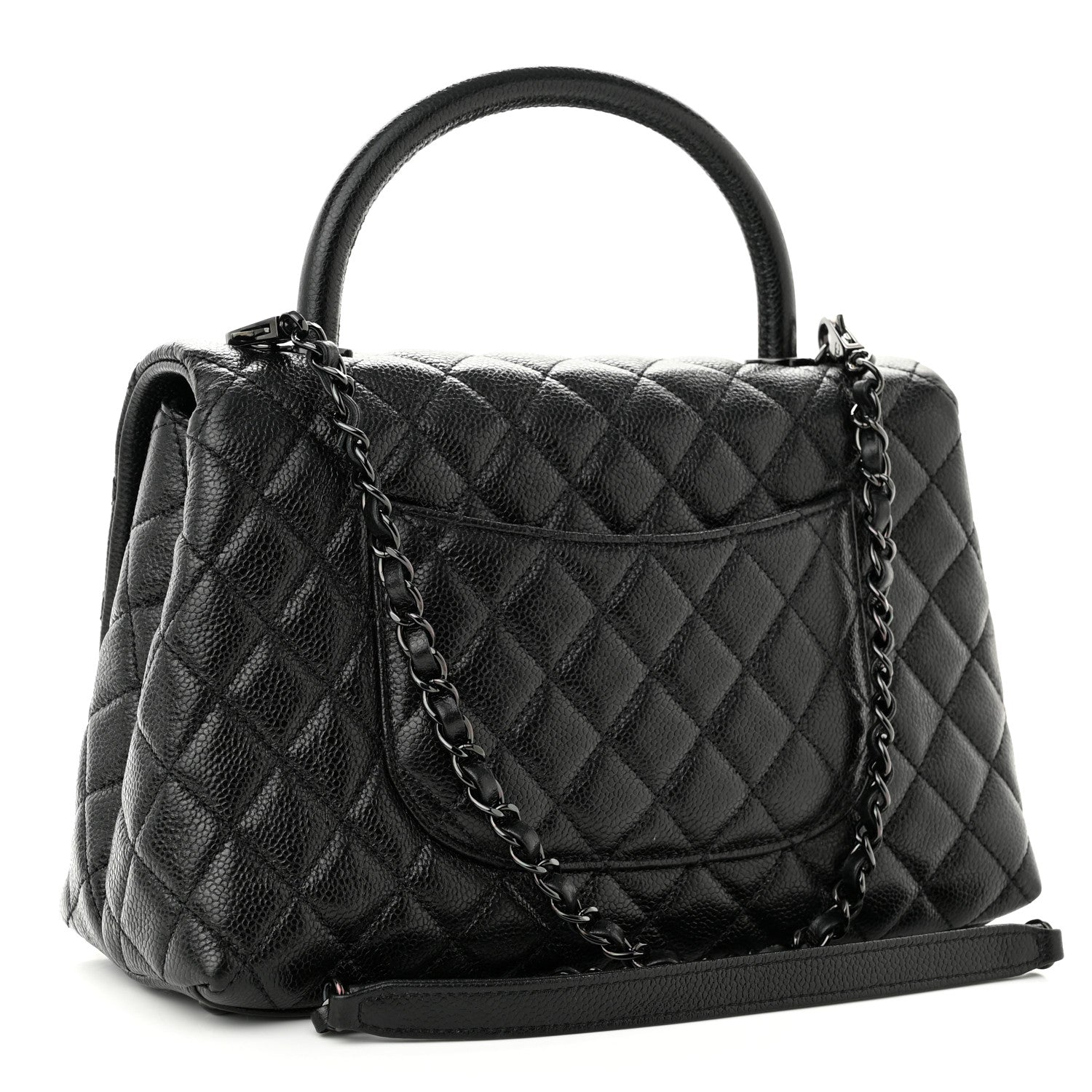 Chanel Caviar Quilted Small Coco Handle Flap So Black 3 of 10