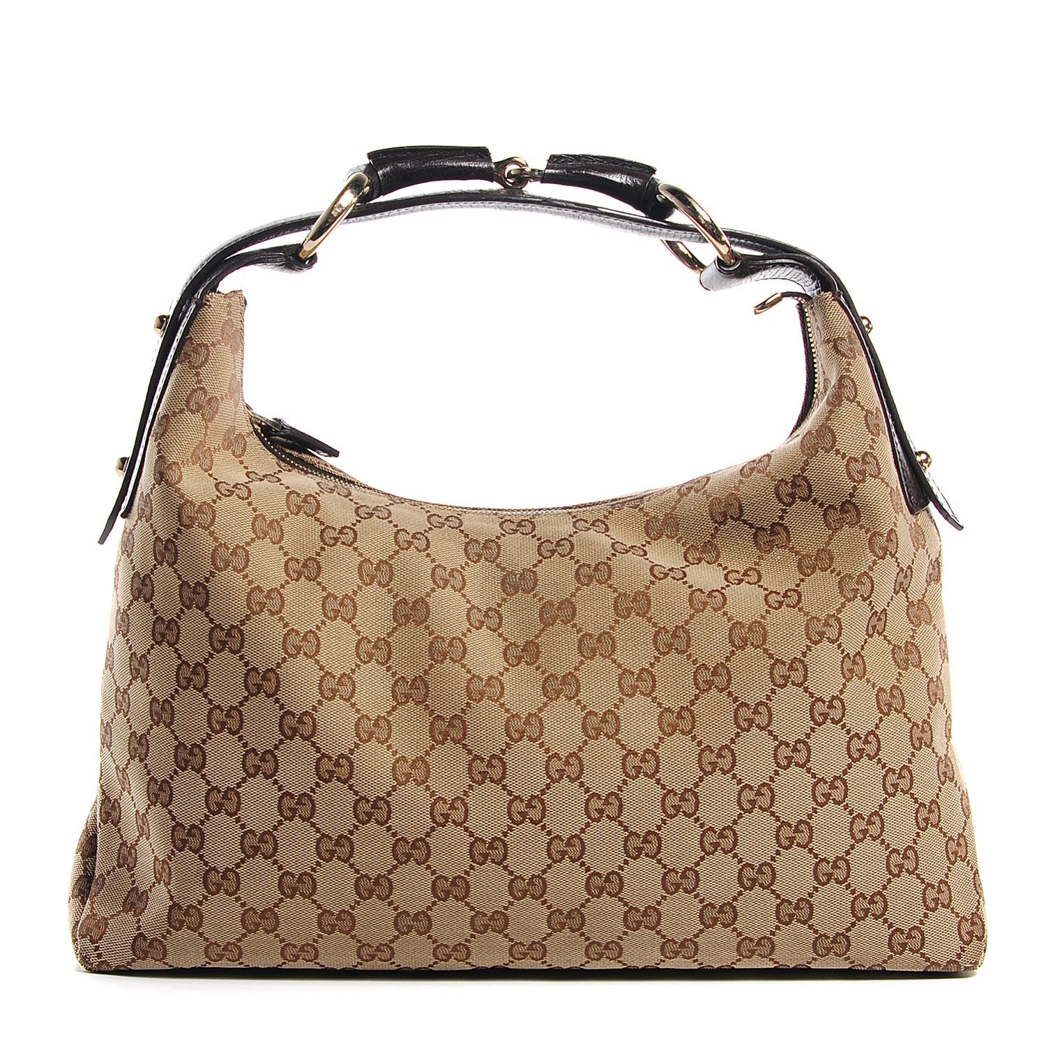 Gucci Monogram Medium Horsebit Chain Hobo Dark Brown 1 of 7