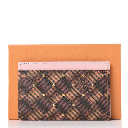 Louis Vuitton Damier Ebene Studded Card Holder Rose Ballerine 9 of 9