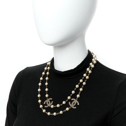 Chanel Crystal Pearl CC Long Necklace Gold 2 of 5
