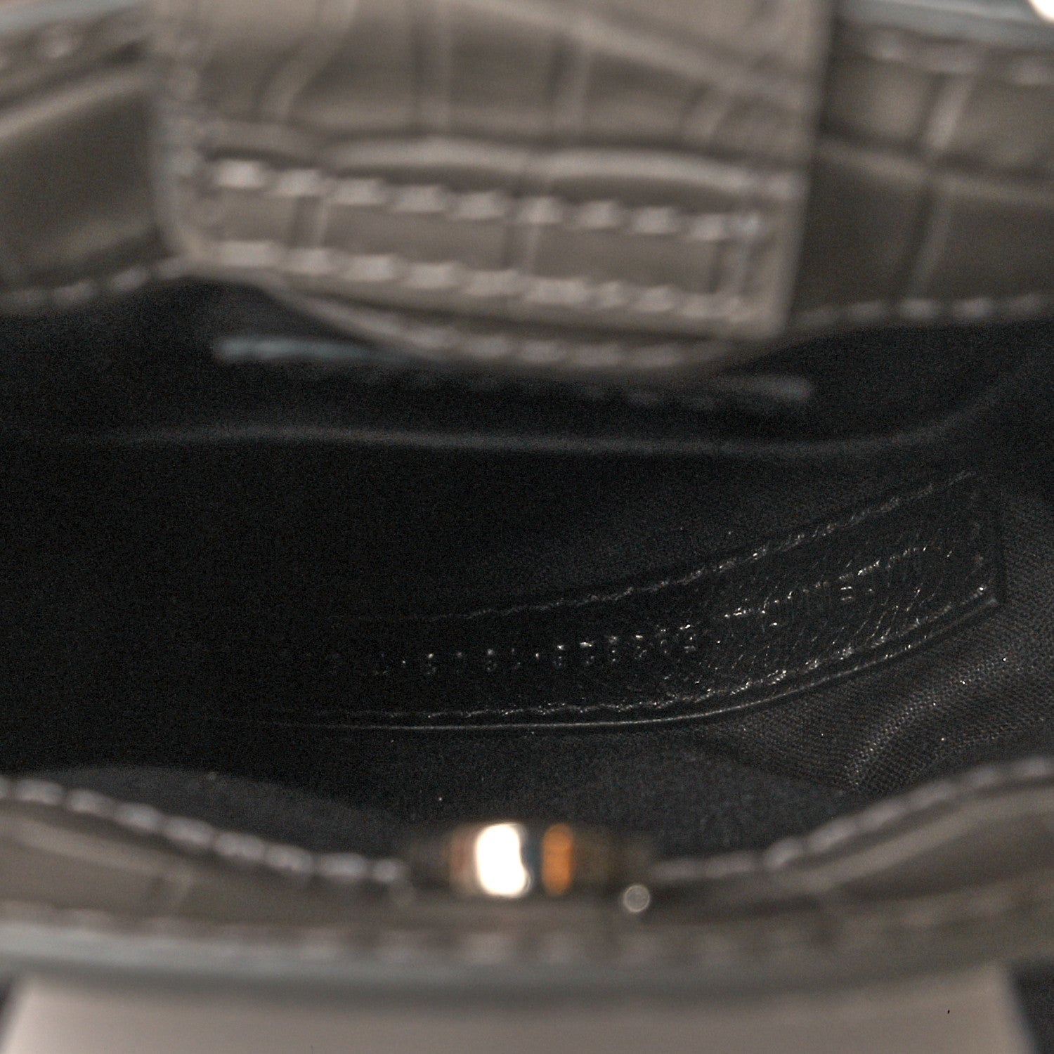 Balenciaga Calfskin Crocodile Embossed Logo Shopping Phone Holder Bag Steel Grey 5 of 10