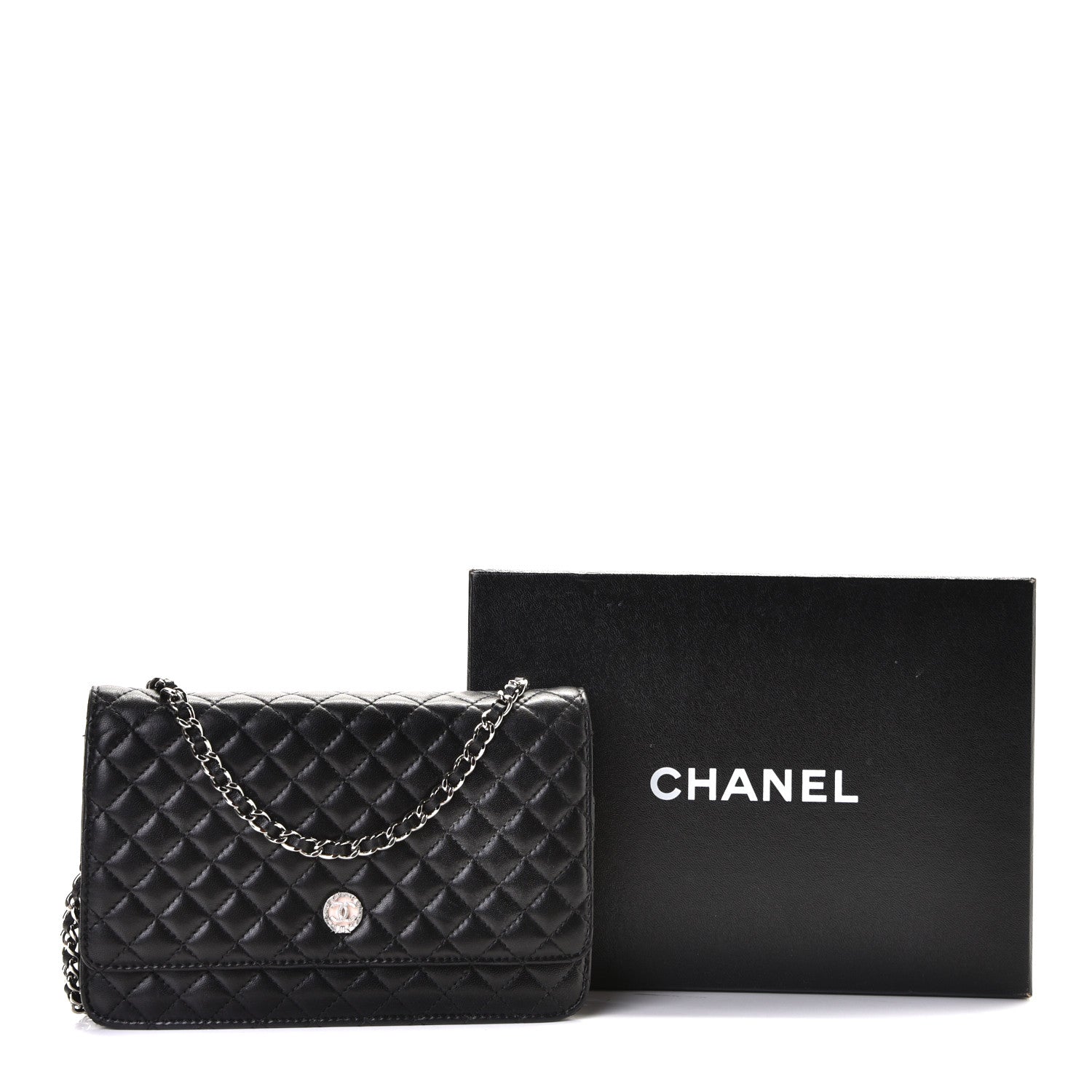 Chanel Lambskin Micro Quilted Wallet On Chain WOC Black 8 of 8