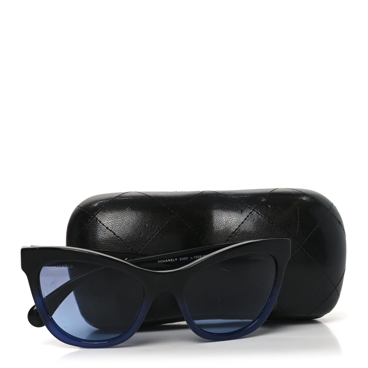 Chanel Acetate CC Cat Eye Summer Sunglasses 5350 Black Blue 7 of 7