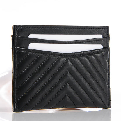 Chanel Lambskin Chevron Card Holder So Black 3 of 8