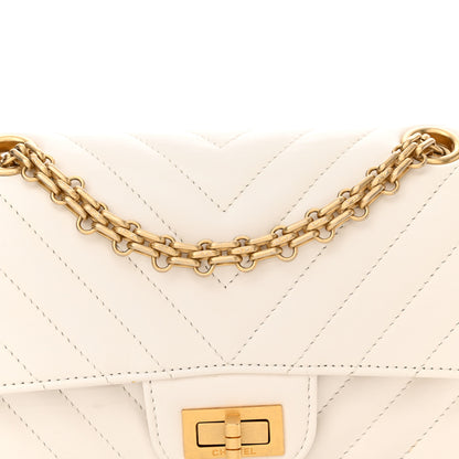 Chanel Aged Calfskin Chevron Quilted 2.55 Reissue Mini Flap White 8 of 13