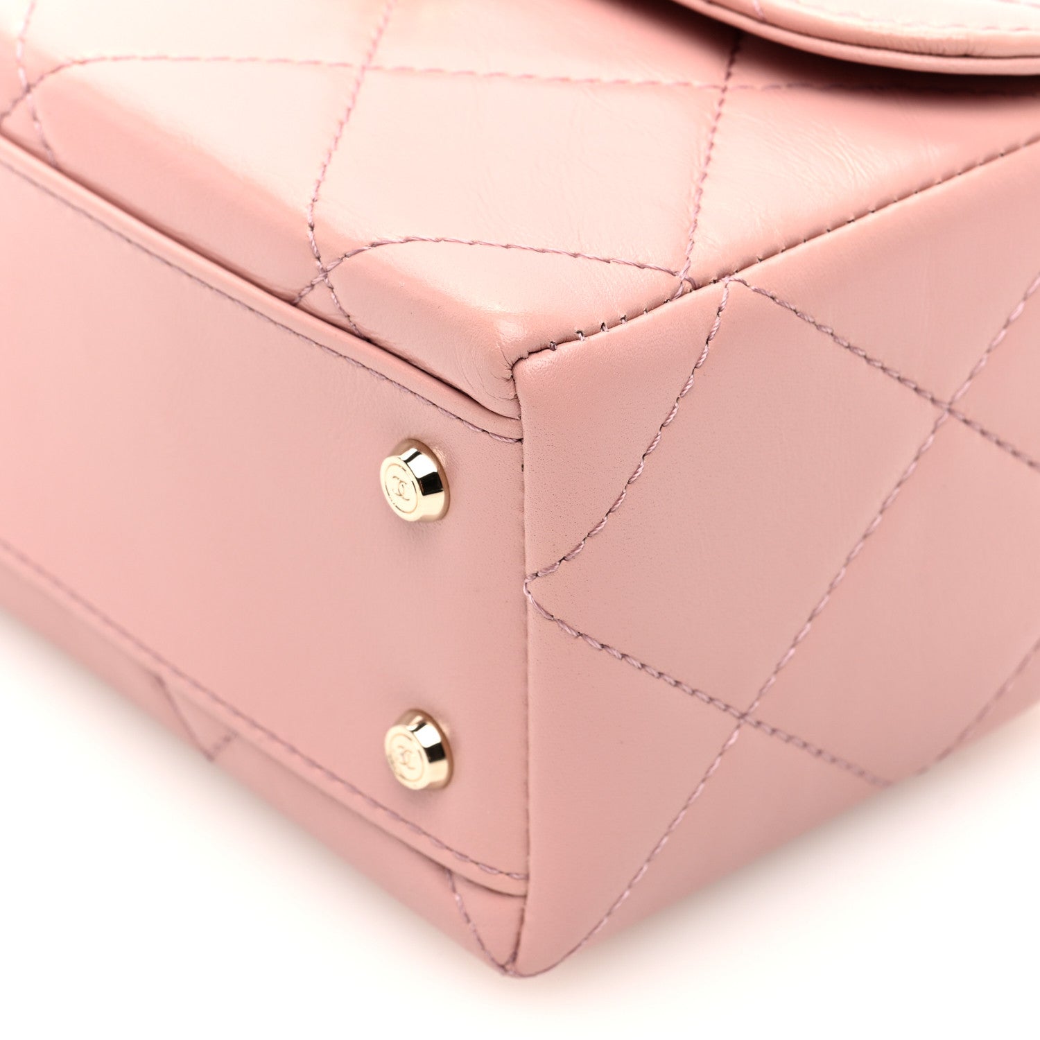 Chanel Shiny Calfskin Quilted CC Handle Vanity Flap Bag Pink 11 of 11