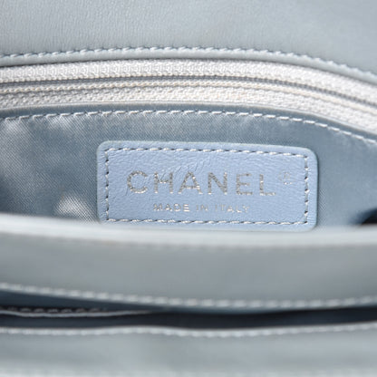 Chanel Lambskin Quilted 2 Pocket Messenger Flap Light Blue 6 of 12