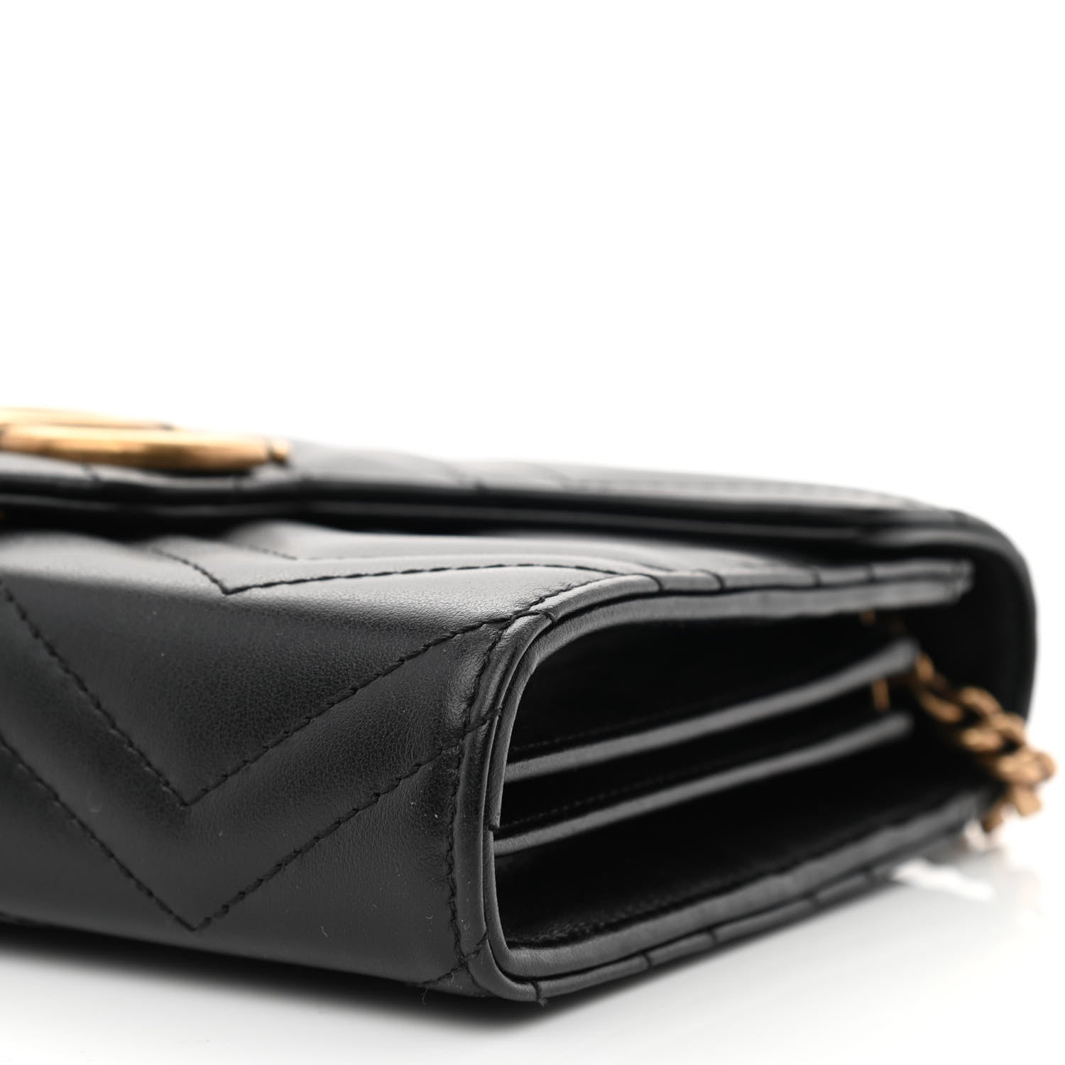 Gucci Calfskin Matelasse GG Marmont Chain Wallet Black 10 of 10