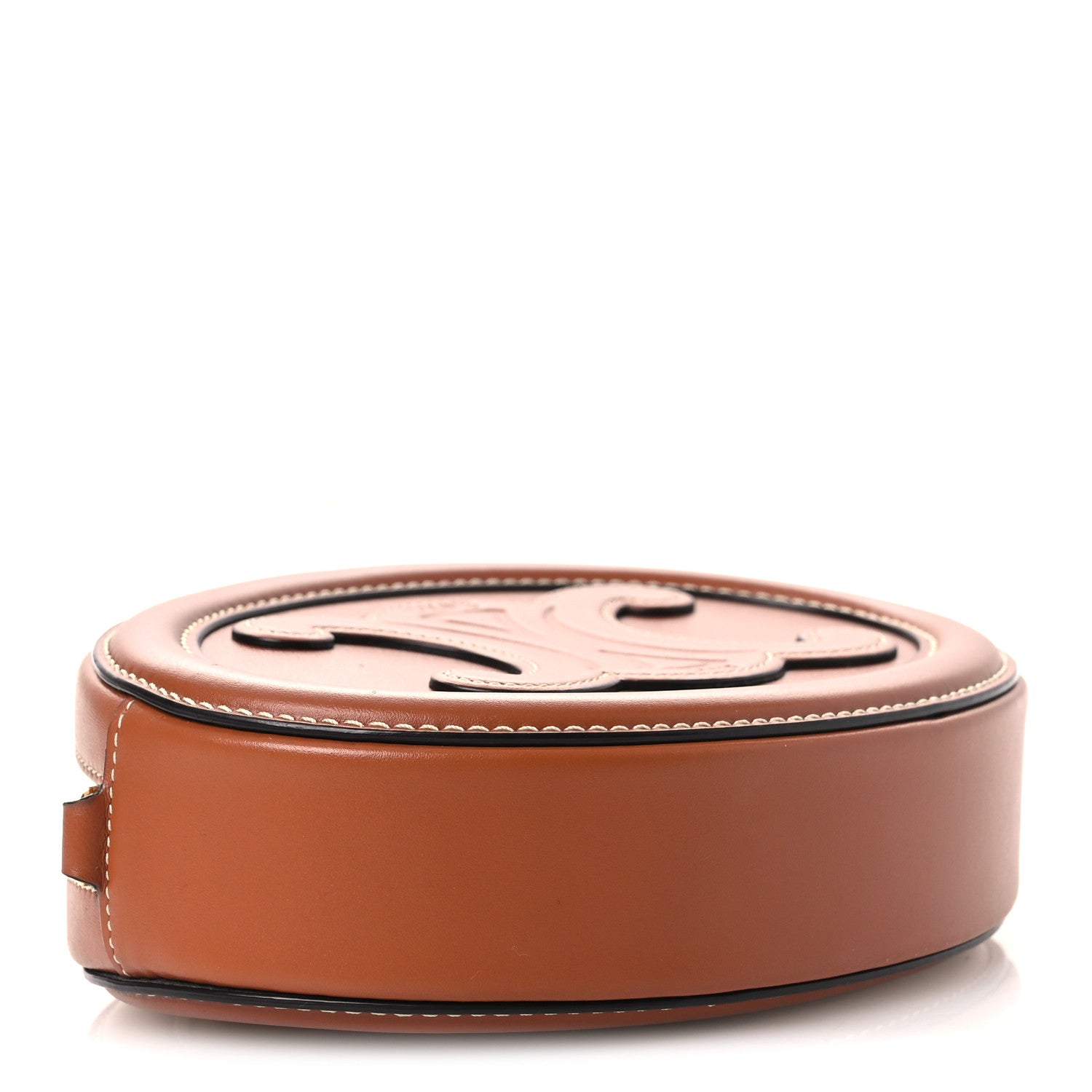 Celine Smooth Calfskin Cuir Small Triomphe Oval Crossbody Purse Tan 4 of 14