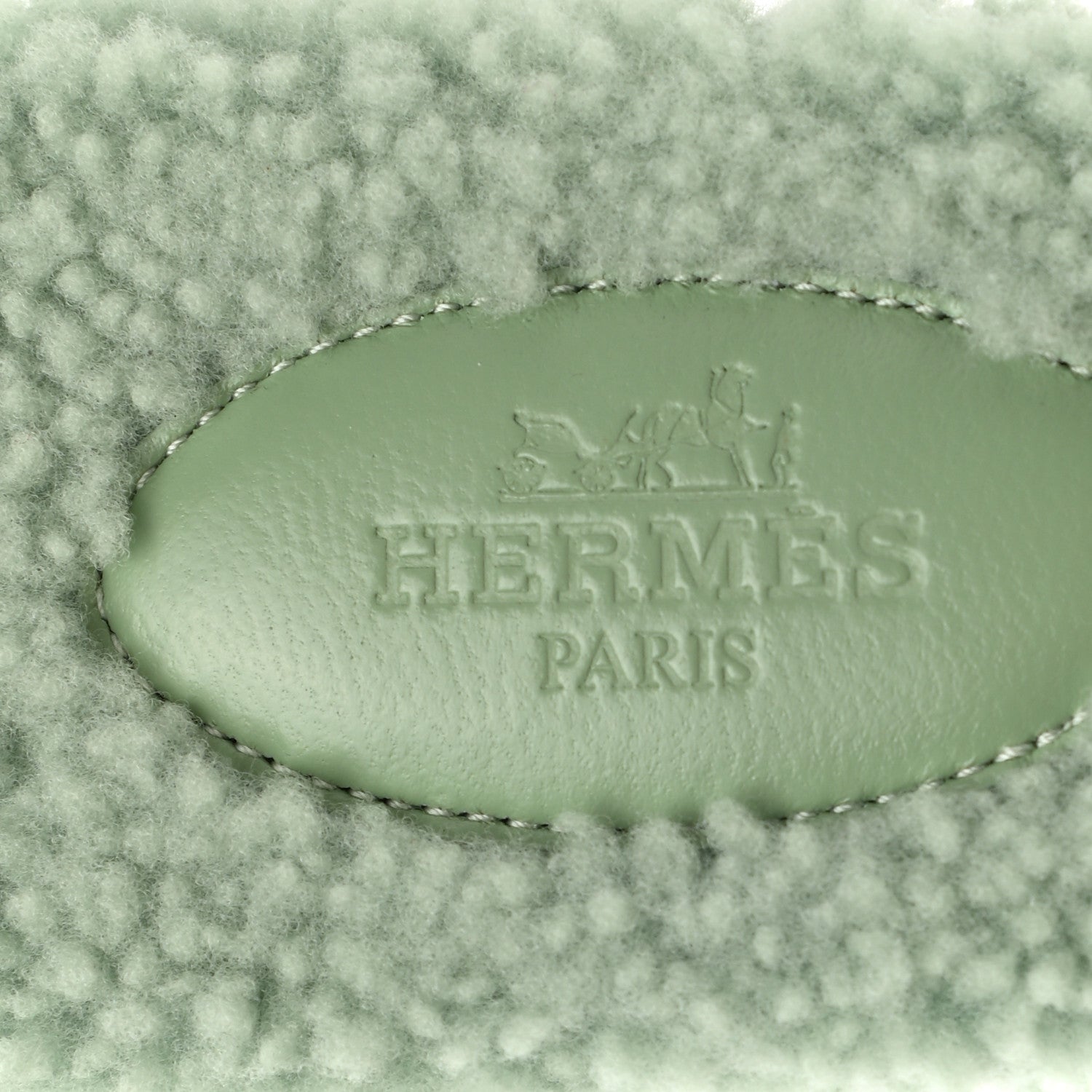 Hermes Woolskin Oran Sandals 36.5 Vert D’Eau 7 of 8