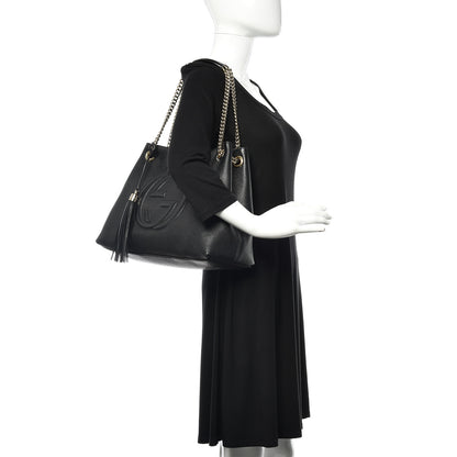 Gucci Pebbled Calfskin Medium Soho Chain Shoulder Bag Black 2 of 10