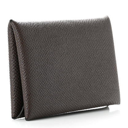 Hermes Epsom Calvi Card Case Chocolate 2 of 6
