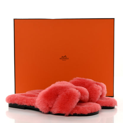 Hermes Woolskin Oran Sandals 36.5 Rose Du Desert 8 of 8