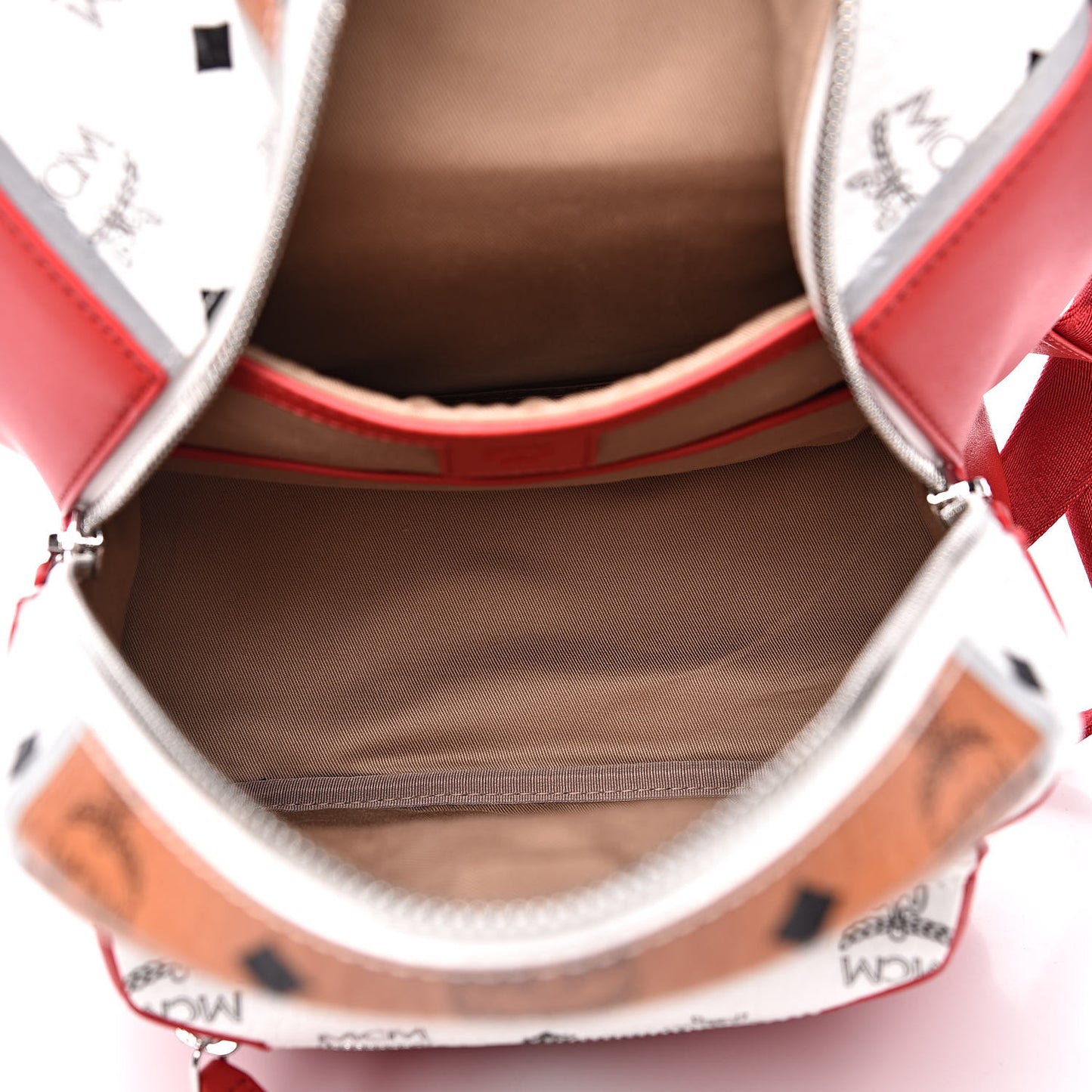 Visetos Chevron Colorblock Small Stark Backpack Cognac White Ruby Red
