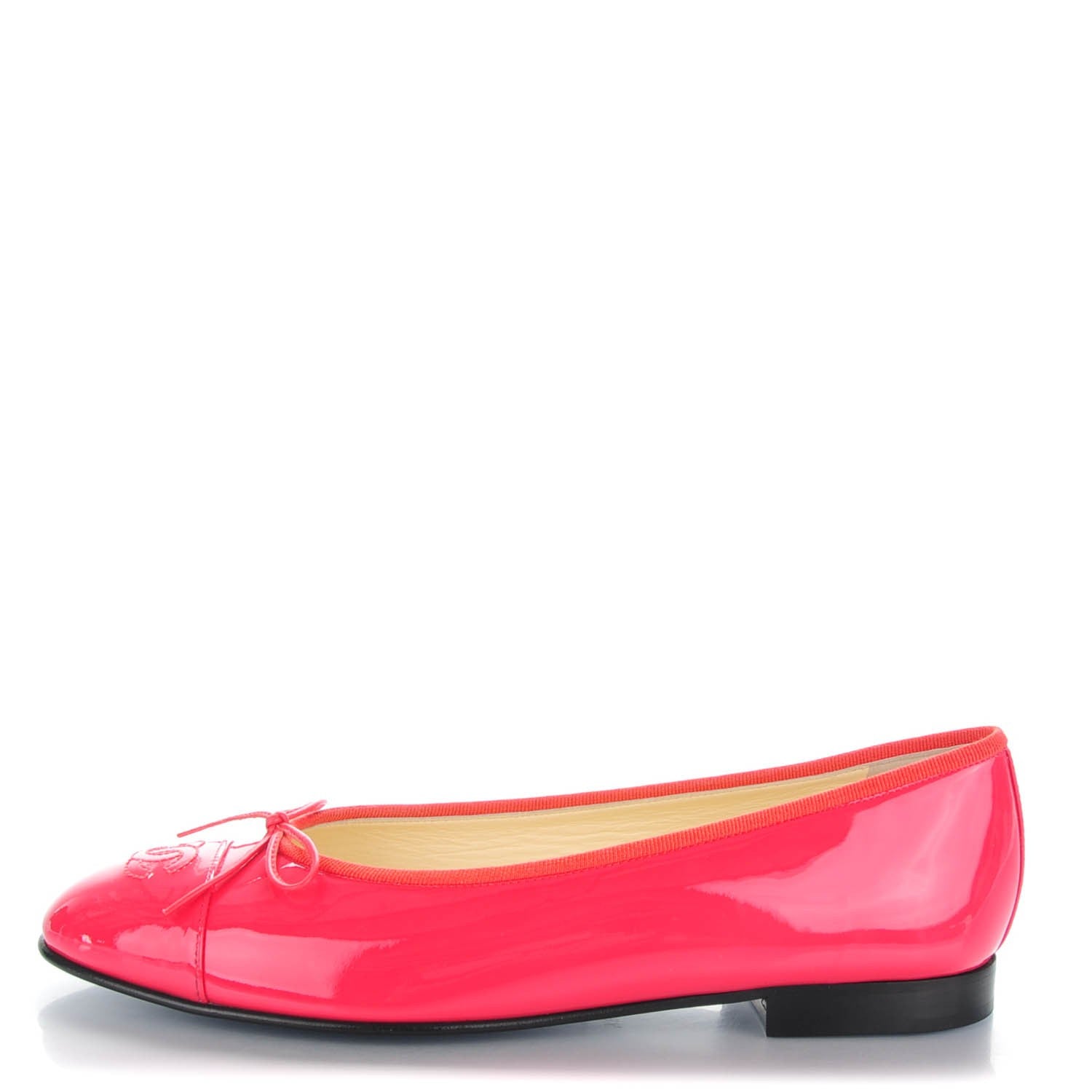Chanel Patent CC Cap Toe Ballerina Flats 39.5 Coral 1 of 9