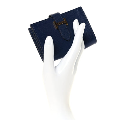 Hermes Chevre Mysore Mini Bearn Wallet Bleu Saphir 2 of 9