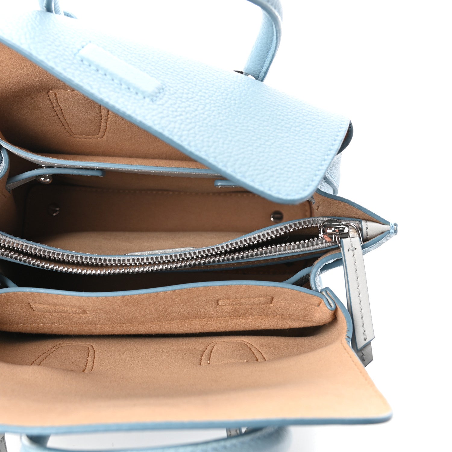 MCM Grained Calfskin Mini Milla Tote Sky Blue 5 of 9