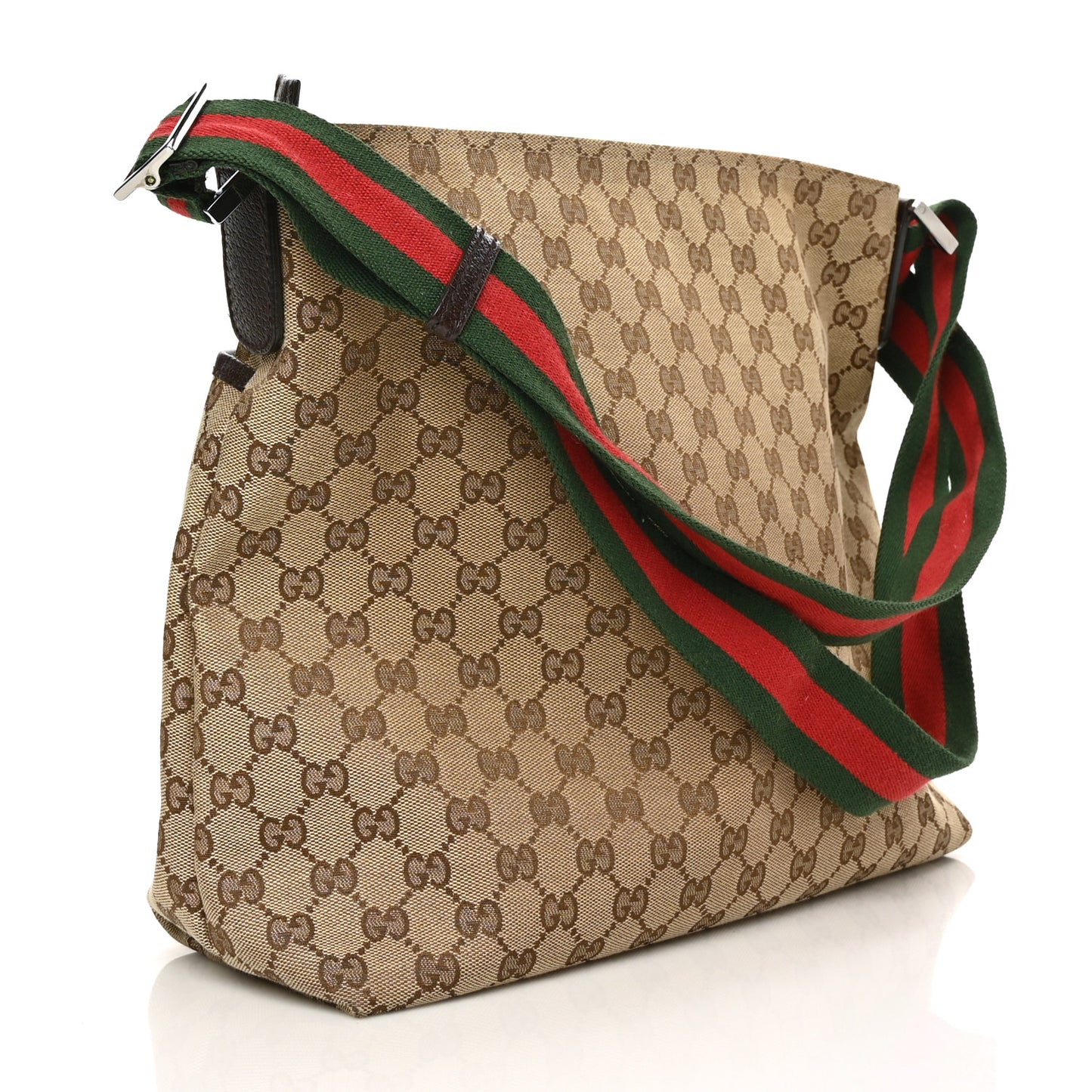 Monogram Web Medium Flat Messenger Bag Brown