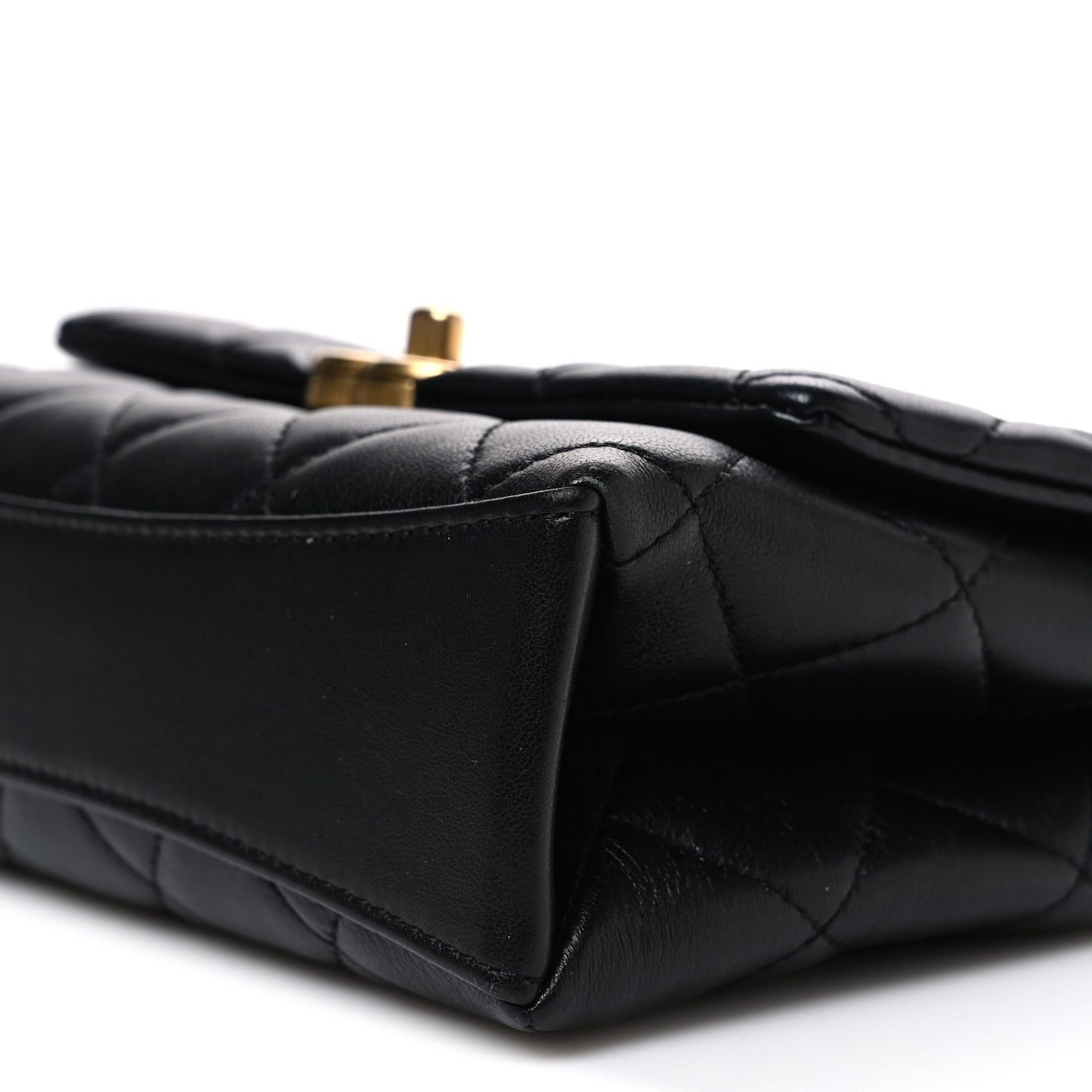 Lambskin Quilted Chic Pearls Mini Flap Black