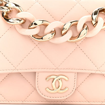 Chanel Lambskin Plexi Quilted Wallet On Chain WOC Light Beige 9 of 11