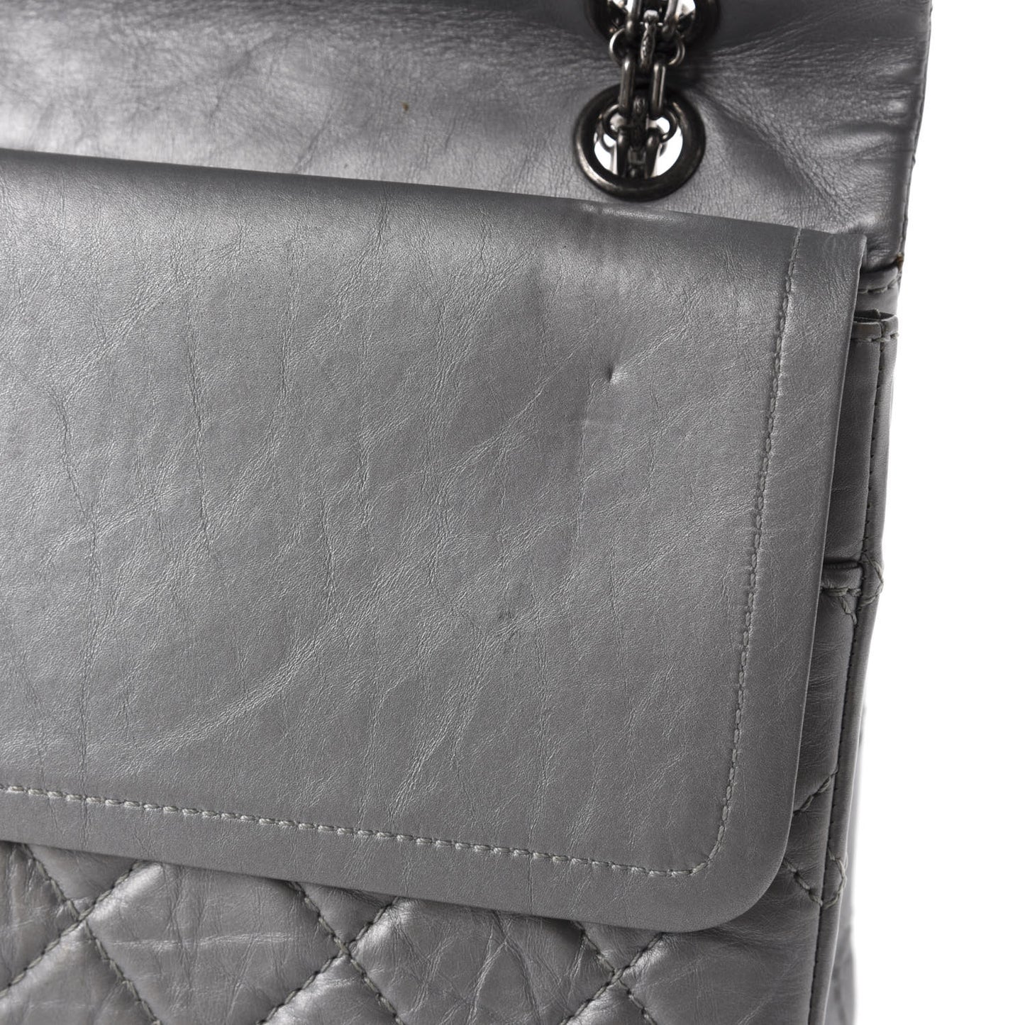 Metallic Aged Calfskin Quilted 2.55 Reissue 227 Flap Argent Fonce