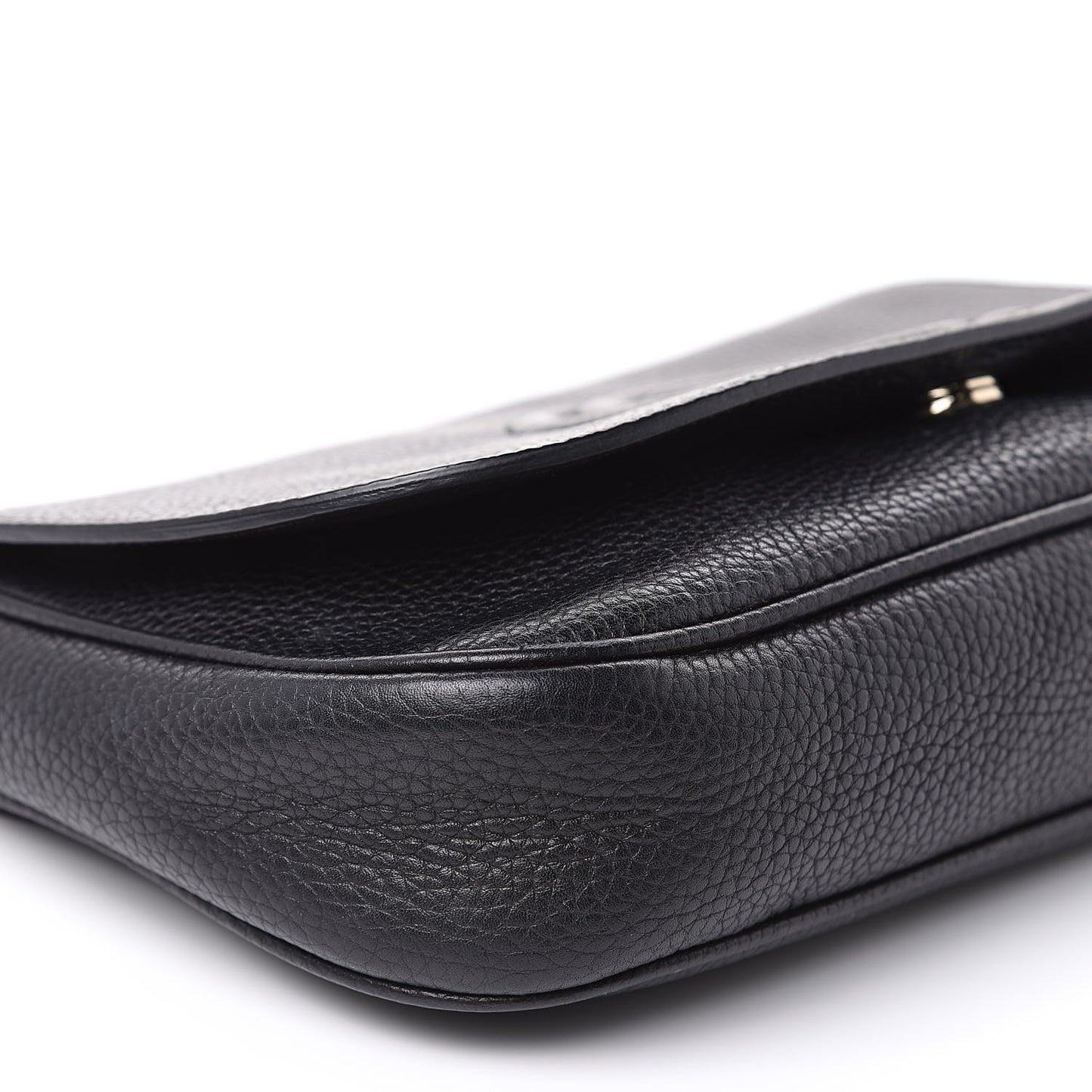 Pebbled Calfskin Medium Soho Flap Crossbody Black